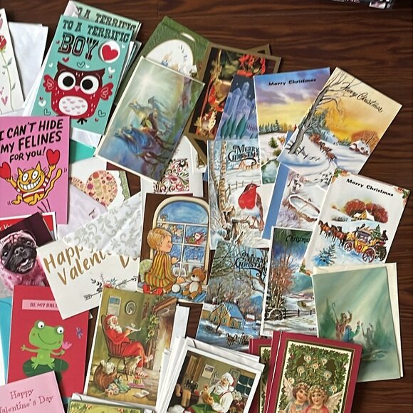 Vintage to New Mixed Greeting Cards Lot 100+ Christmas Valentines St Patrick - Picture 5 of 12